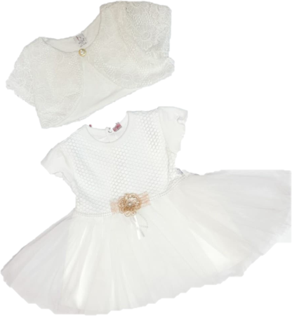 Haine botez - Rochita cu bolero,pentru botez,din dantela alba