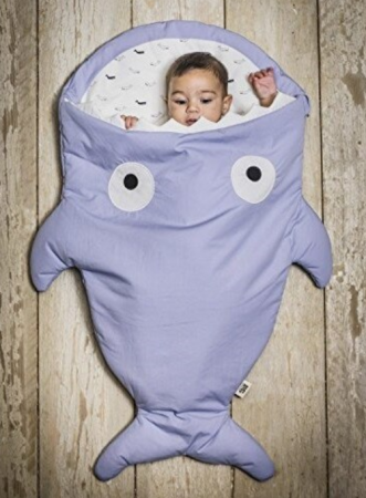 Sac de dormit bebelusi pentru iarna Baby Bites, Forma rechin, Bumbac/Poliester, 98 x 73 cm,gri [1]