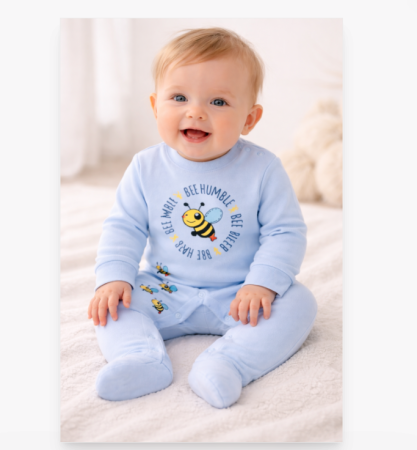 Haine bebe baietei - Salopeta albinuta, Iti aduc mierea, Bleu