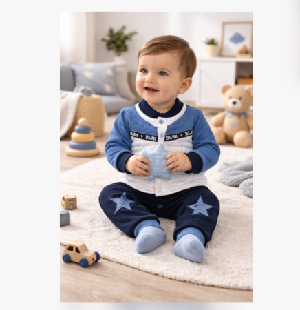 Salopete - Salopeta baieti, 0-3 luni, cu vestuta matlasata si atasata