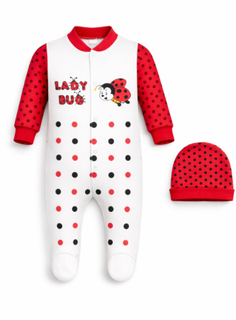 Haine bebe fetite - Salopeta bebe albinuta rosie