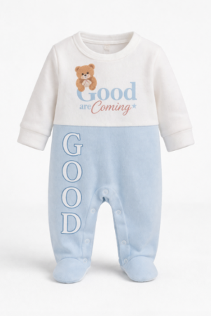 Haine bebe baietei - Salopeta bebe, Cu mesaj de bine, Bleu