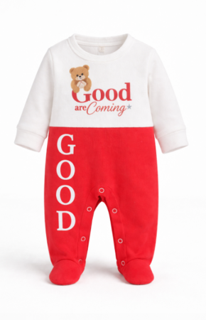 Haine bebe baietei - Salopeta bebe, Cu mesaj de bine, rosu