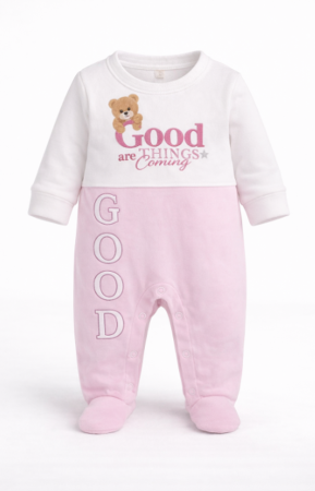 Costumase toamna-iarna - Salopeta bebe, Cu mesaj de bine, Roz