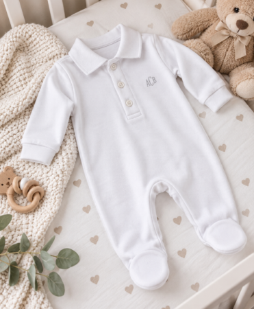 Salopete - Salopetă bebe din bumbac 100% – confort și delicatețe, Cu guler tip Polo