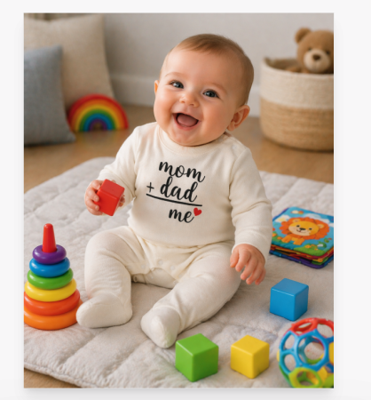 Haine bebe fetite - Salopeta bebe, Eu mami si tati, Alb