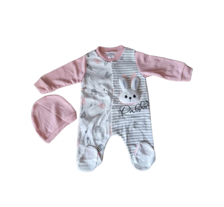 Bluze si pulovere - Salopeta bebe cu caciulita, iepuras 3D
