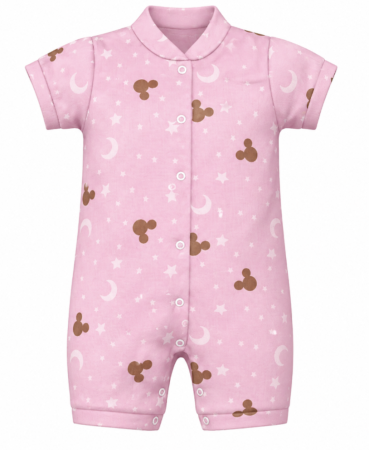 Haine bebe fetite - Salopeta bebe, tip Minnie, roz cu imprimeu
