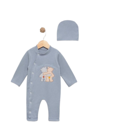 Set nou nascut - Salopeta bebelusi, cu caciulita, 2 ursuleti