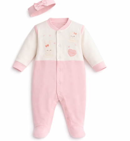 Set nou nascut - Salopeta cu bentita asortata, Ursulet si iepuras