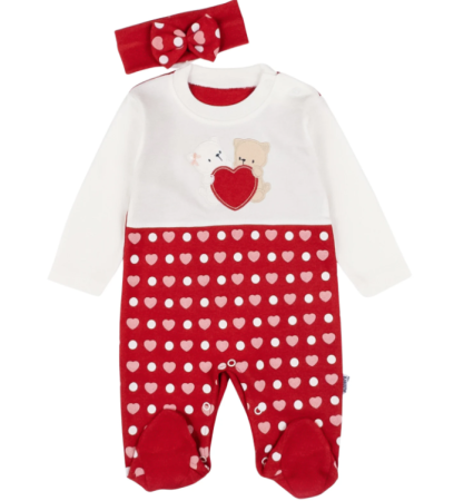 Salopete - Salopeta cu bentita, inimioara Alb cu Rosu