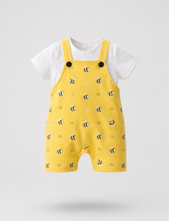 Set nou nascut - Salopeta cu bluza, de vara, albinute