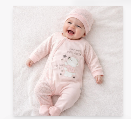 Salopete - Salopeta cu caciulita, bebe, Ursulet, corai