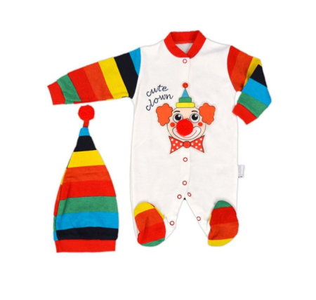 Haine bebe baietei - Salopeta cu caciulita Clown