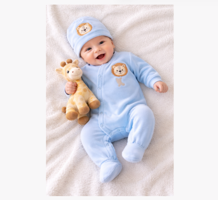 Set nou nascut - Salopeta cu caciulita, Leut, Albastru