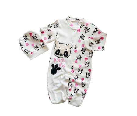 Bluze si pulovere - Salopeta cu caciulita,Micutul Panda ,roz