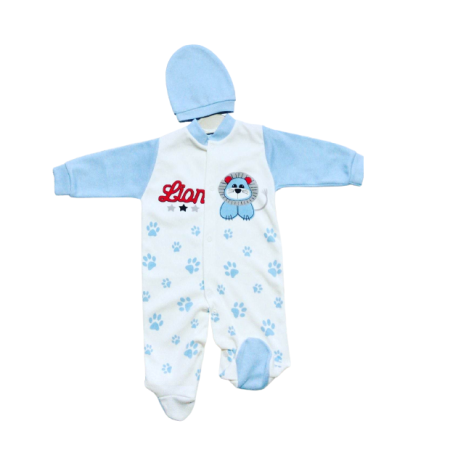 Salopete - Salopeta, cu caciulita, Model animalute, Bubu-Still, cu inchidere pe piept,albastru