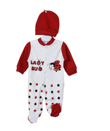 Bluze si pulovere - Salopeta, cu caciulita, Model animalute, Bubu-Still, cu inchidere pe piept, rosu