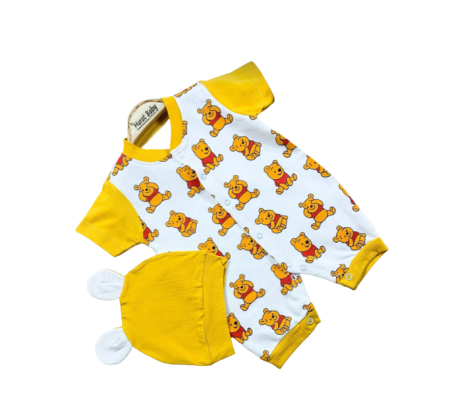 Salopete - Salopeta cu caciulita, Winnie the Pooh, galben