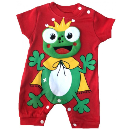 Haine bebe baietei - Salopeta de vara,Personaj 3 D,broscuta rosie