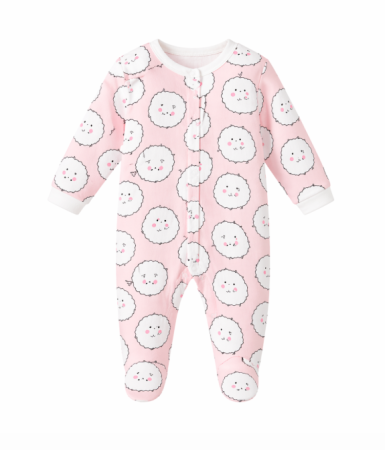 Haine bebe fetite - Salopeta fetite, din bumbac, model oite, roz