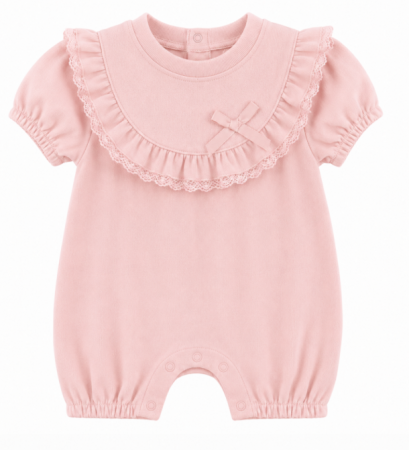 Set nou nascut - Salopeta Floarea soarelui, broderie, roz pudra