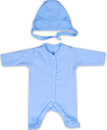 Haine bebe baietei - Salopeta nou nascut cu caciulita,albastra