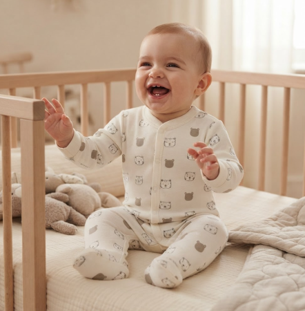 Costumase toamna-iarna - Salopetă pentru bebeluși din bumbac, Bebe Ursulet
