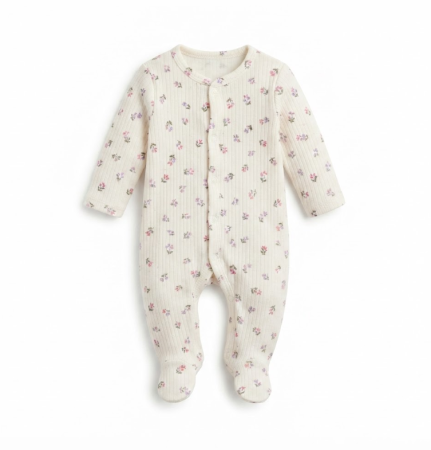 Haine bebe fetite - Salopetă pentru bebeluși din bumbac, Imprimeu floral