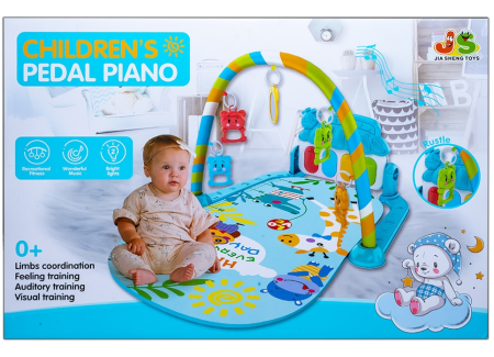 Saltea de joaca pentru bebelusi Roby cu pian muzical si jucarii legate [2]