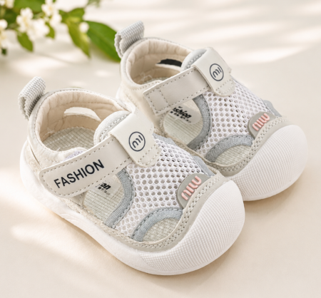 Baietei - Sandale copii, tip barefoot, Gri