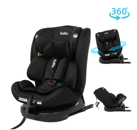 Scaun si scoica auto - Scaun auto, Kidilo, Cu sezut rotativ 360 grade, Sistem isofix inclus