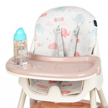 Scaun de masa 2 in 1 Juju Eat&Smile, Pink-Elephants [5]