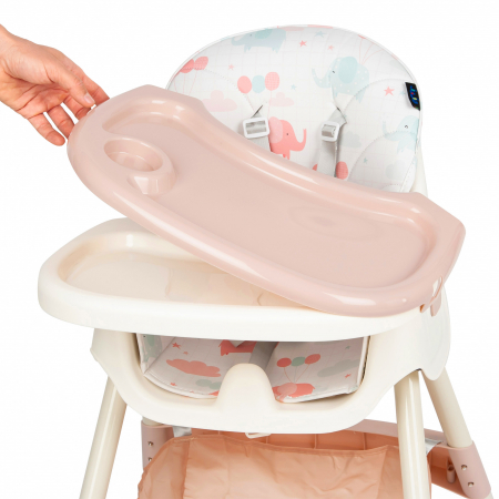 Scaun de masa 2 in 1 Juju Eat&Smile, Pink-Elephants [4]