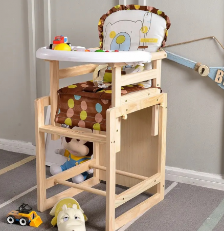 Scaun de masa - Scaun de masa, 2 in 1, Recomandat de la 7 luni la 5 ani, din Lemn