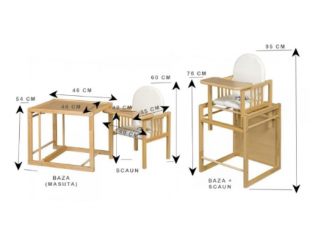 Scaun de masa multifunctional cu tavita din lemn MyKids Wiktoria Stars [1]