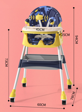 Scaun de masa, pentru bebe, multifunctional si ultrapliabil, 3 in 1, albastru [1]