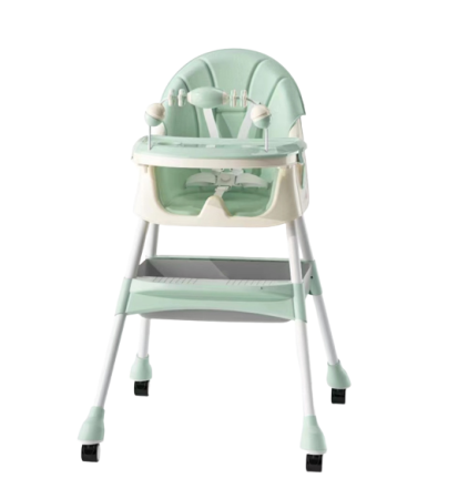 Scaun de masa, pentru bebe, multifunctional si ultrapliabil, 3 in 1, verde [2]