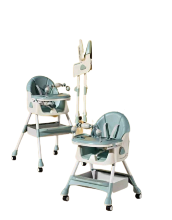 Scaun de masa - Scaun de masa, pentru bebe, multifunctional si ultrapliabil, 3 in 1, verde