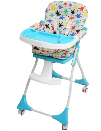 Scaun de masa - Scaun de masa, spatar dublu, cu roti din silicon, blocabile, pliabila, albastru