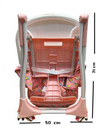 Scaun de masa, spatar dublu, cu roti din silicon, blocabile, pliabila, roz [4]