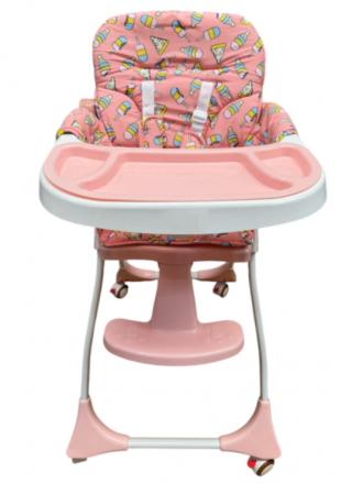 Scaun de masa, spatar dublu, cu roti din silicon, blocabile, pliabila, roz [5]