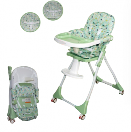 Scaun de masa - Scaun de masa, spatar dublu, cu roti din silicon, blocabile, pliabila, verde