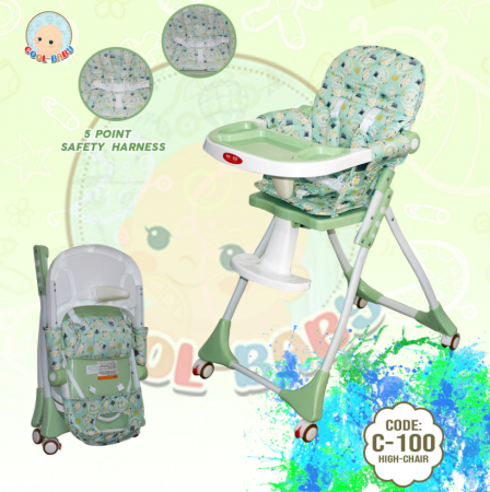 Scaun de masa, spatar dublu, cu roti din silicon, blocabile, pliabila, verde [1]