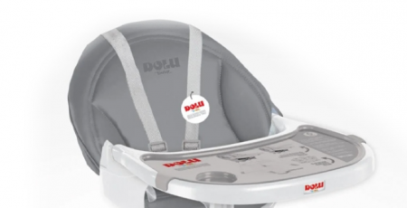 Scaunel Cu Masuta Pentru Bebe, Alb/Gri, 90x70x60 Cm, Cu tavita detasabila, Dolu [2]