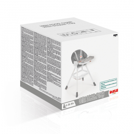 Scaunel Cu Masuta Pentru Bebe, Alb/Gri, 90x70x60 Cm, Cu tavita detasabila, Dolu [1]