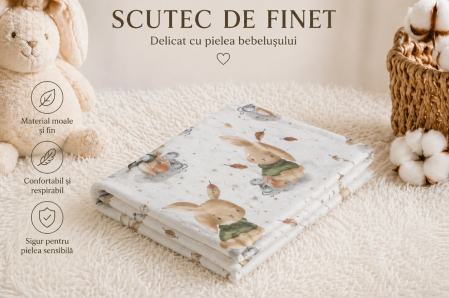 Scutece - Scutec din finet, Fabricatie Romania, Model Iepurasi
