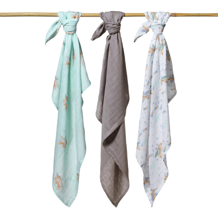 Scutece muselina natural, set 3 bucati, 70%bambus si 30%bumbac, 70x70 cm, Babyono [3]