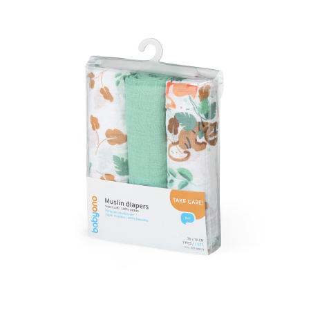 Scutece muselina super soft, set 3 bucati, 100% bumbac, 70x70 cm, Babyono [1]