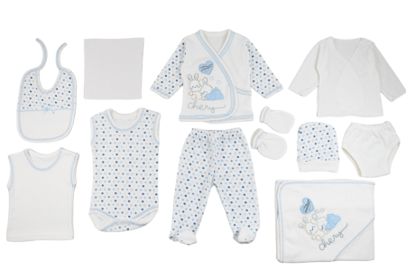 Set nou nascut - Set 10 piese,animalute,albastre